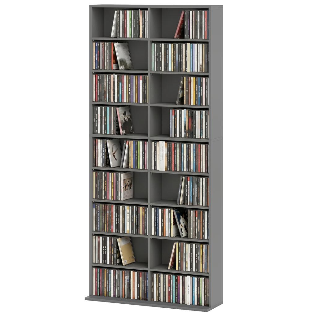 640 CD/360 DVD Storage Unit, Blu-ray Media Storage Shelf, Grey