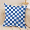 Blue and White Geometric Cushion Cover Silky Short Plush Sofa Pillow Cover Hidden Zipper Soft Dustproof Case for Home Decor
