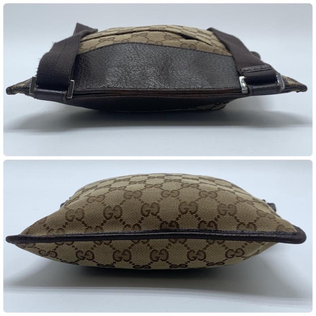 Gucci GG Canvas 27639 Shoulder Bag Crossbody Sacoche Pouch Leather Brown Ladies Men Unisex Diagonal Strap
