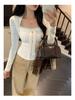 Women's Lace-Up Square Neck Slimming Crop T-Shirt for Autumn/Winter 2025