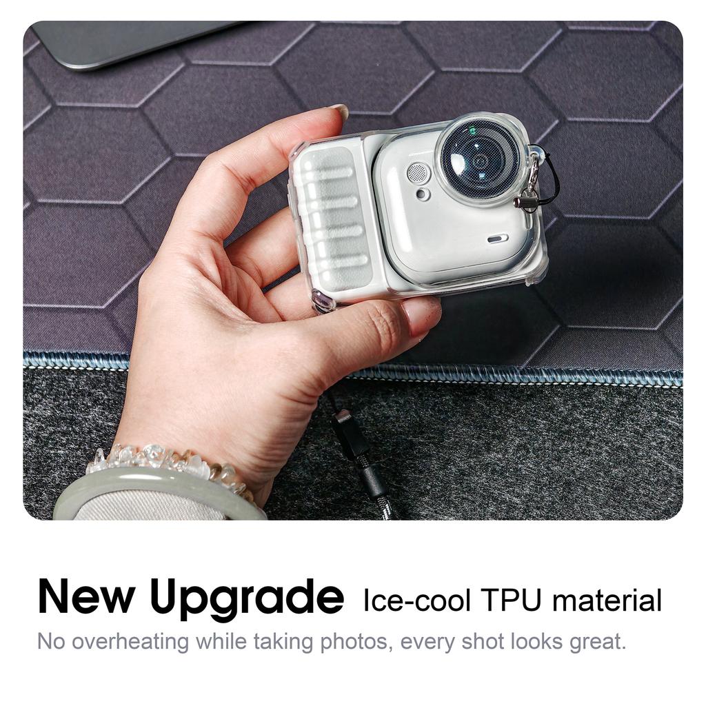 Soft Protective Cover with Lens Protector & Anti-Lost Lanyard Anti-scratch Protector Shell Compatible for Insta360 Go Ultra