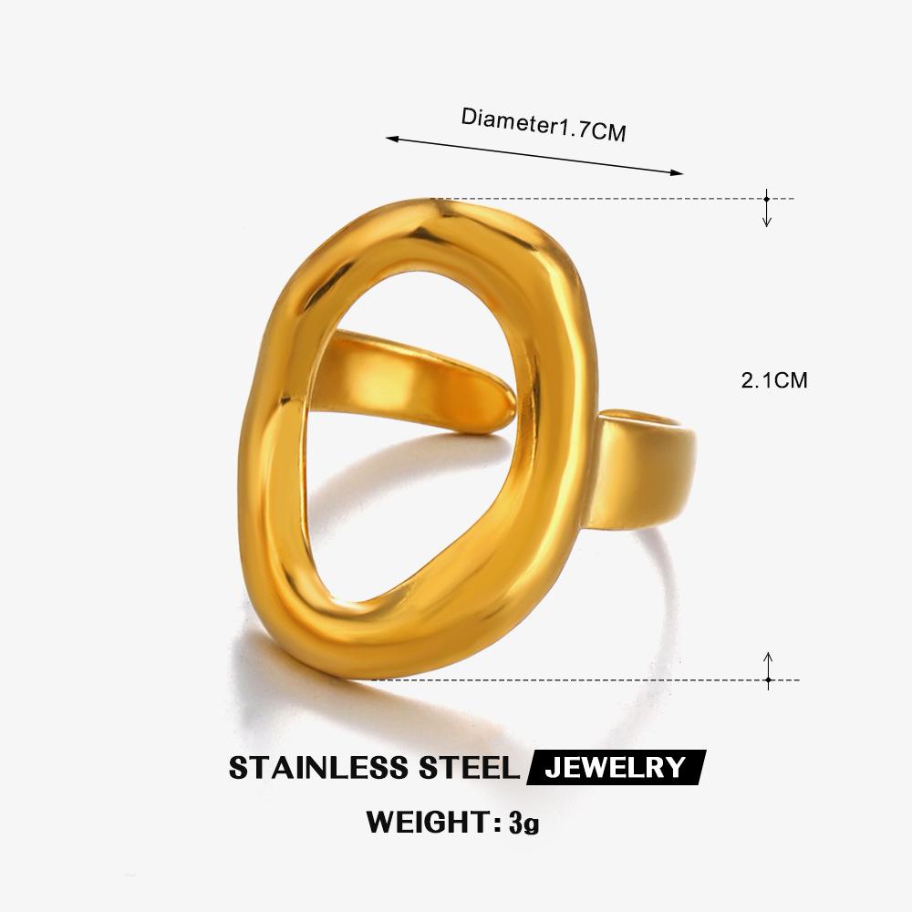 

Simple Irregular Shaped Oval Ring Designer Zircon Stainless Steel Open Adjustable Rings Woman Fashion Accessories resizable
