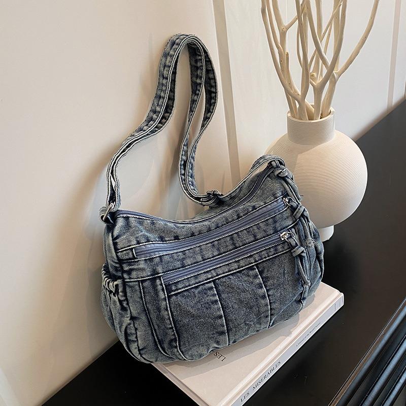 Retro Denim Bag Women's New Fashion Commuter Tote Bag Casual Simple Large Capacity Shoulder Crossbody