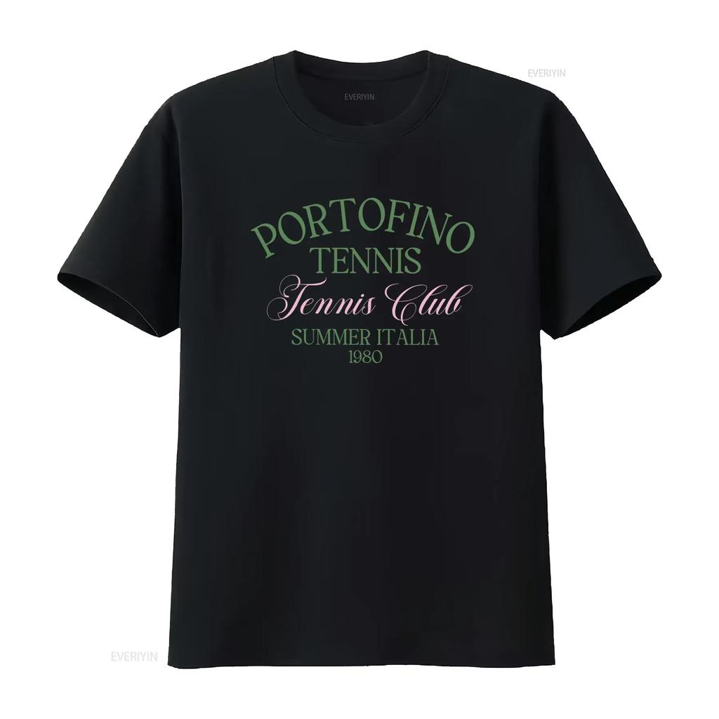 Vintage Style Tennis T Shirt Portofino Club Italy Retro Sport Summer 1980 Casual Holiday Travel Europe Vacation Wear Vintage