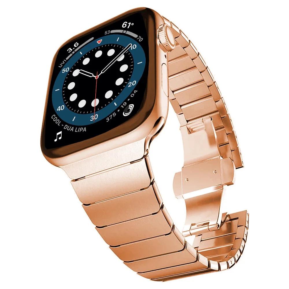 Metal Link Bracelet For Apple Watch Band 45mm 44mm 42mm 46mm 41mm 40mm 49mm Stainless Steel Wristband iWatch 10 9 8 7 6 5 4 Belt