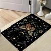 Boho Area Rug Carpet Non Slip Floor Mat, Dark Base Vintage Mystic Butterfly Moon Star Botanical Print Washable Doormat Entryway