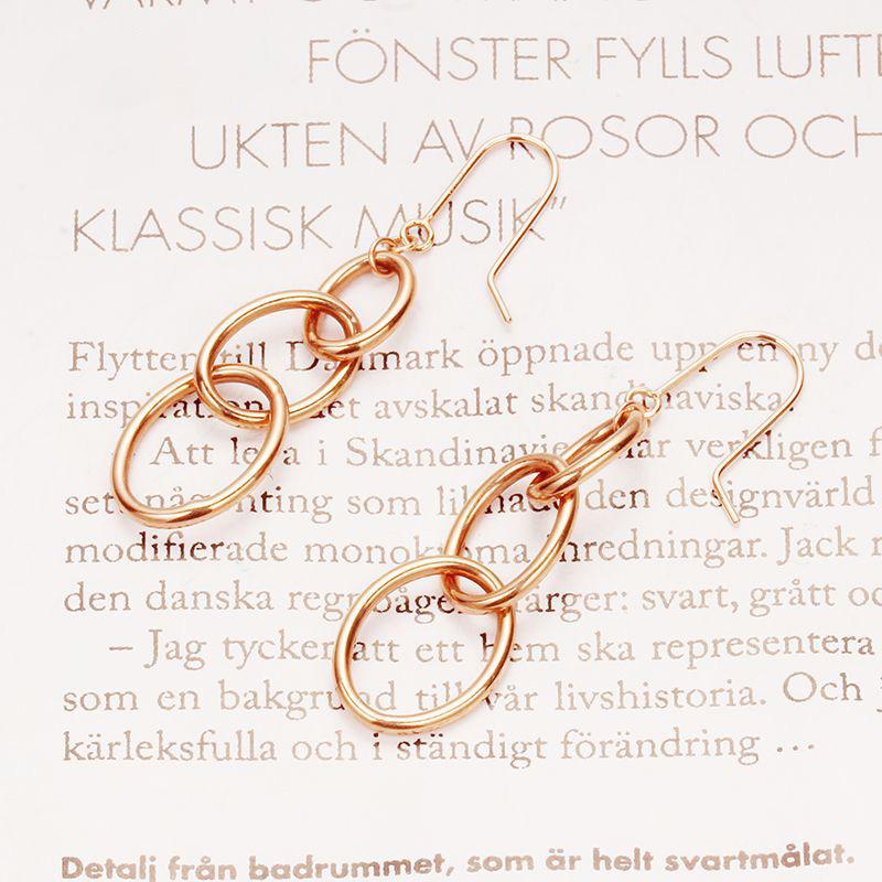 Exquisite Russian Purple Gold Chain Hollow Earrings, Fashionable And Simple Rose Gold-Plated Circle, Exquisite Earrings Jewelry. (rose gold plated pair)
