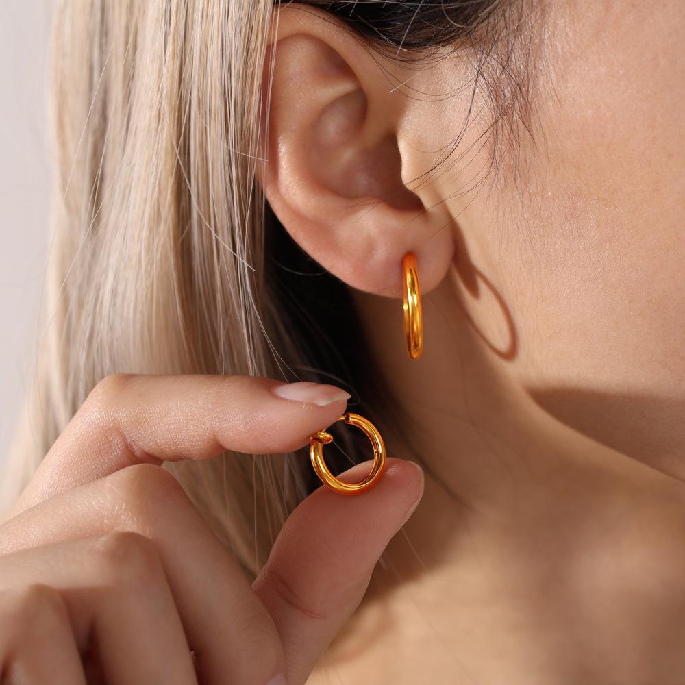 Unisex Geometric Hoop Earrings - Trendy Cross-border Hip Hop Style