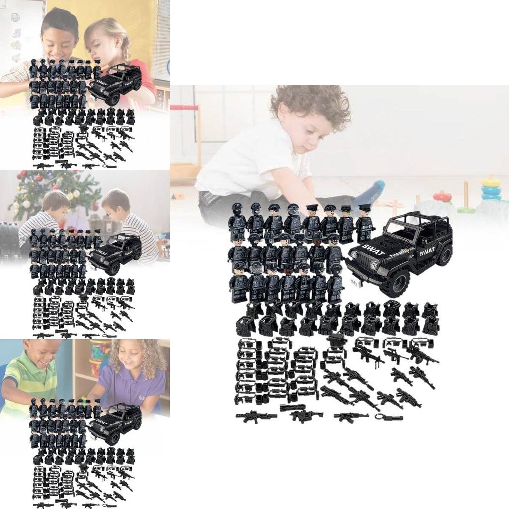 Military Action Figure Police Swat Black Special Forces Building Block Set For Kids