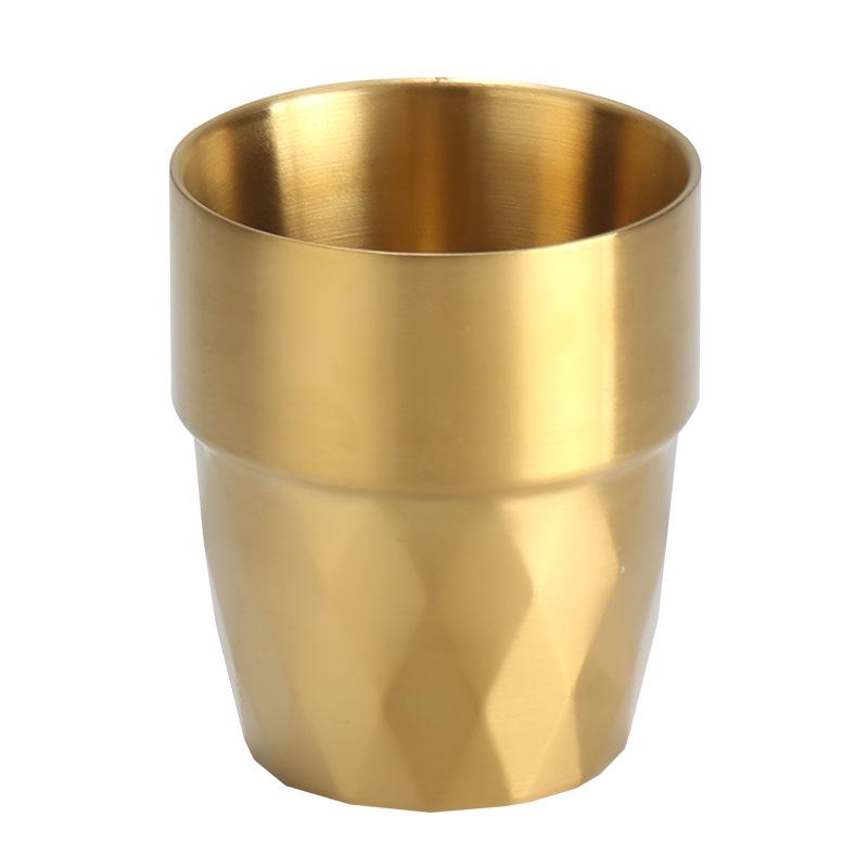 Korean Style Double-Layer Stainless Steel Cup - Anti-Scald Gold Cup for Tea, Beverage, and Beer