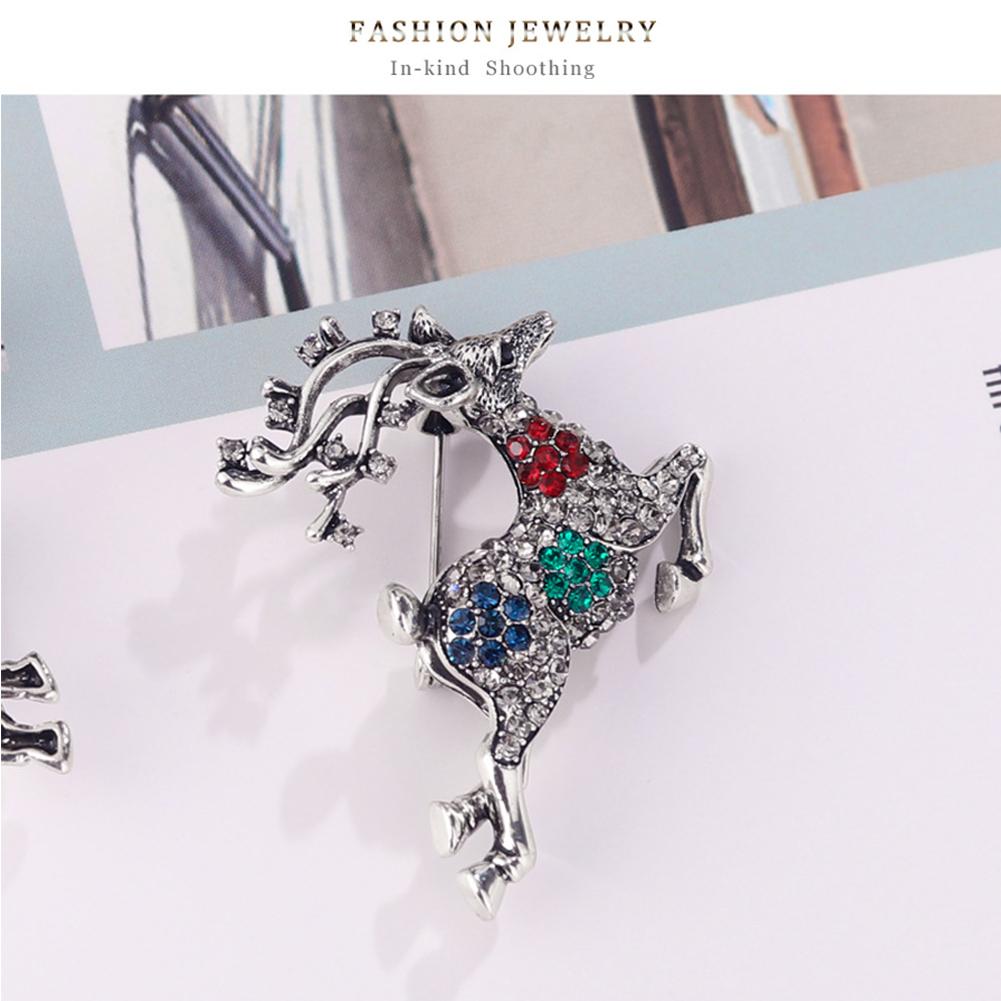 Women Lady Creative Cartoon Sika Deer Brooch Clothing Accessories Christmas Xmas Gift