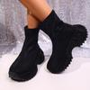 Crystal High Heels Women Ankle Boots 2025 Winter Goth Chelsea Boots Comfortable Mid-Calf Boots Platform Elegant Shoes
