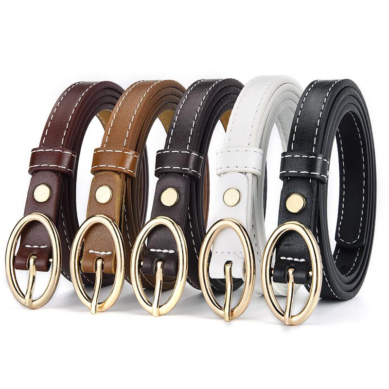 Thin Belt Women'S Design Sense Decorative Oval Pin Buckle Retro Thin Jeans Small Belt
