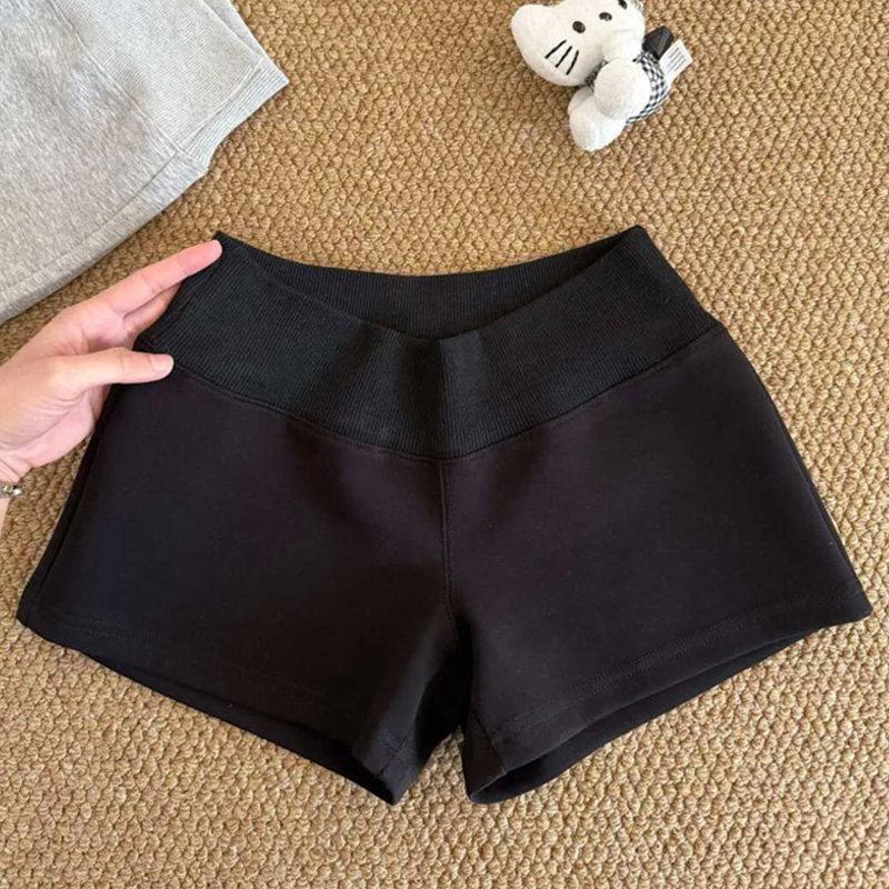 Women's Gray Low-Waist Summer Sports Shorts, 2026 Arrival, Plus Size Slimming Capris.