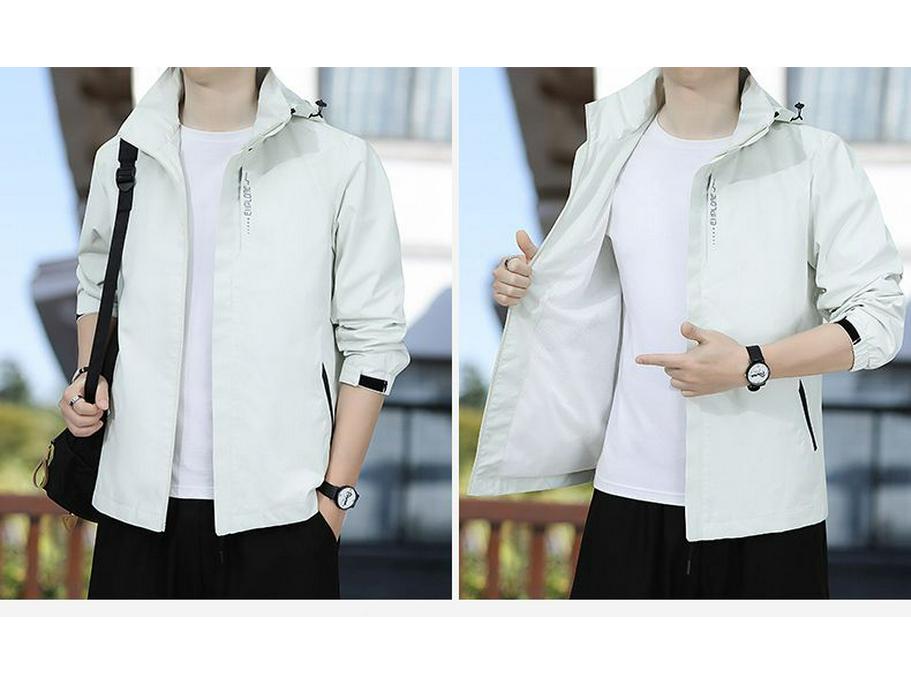 Men's Spring/Autumn Windbreaker with Detachable Hood - Waterproof, Windproof, Breathable Jacket for Outdoor and Casual Wear