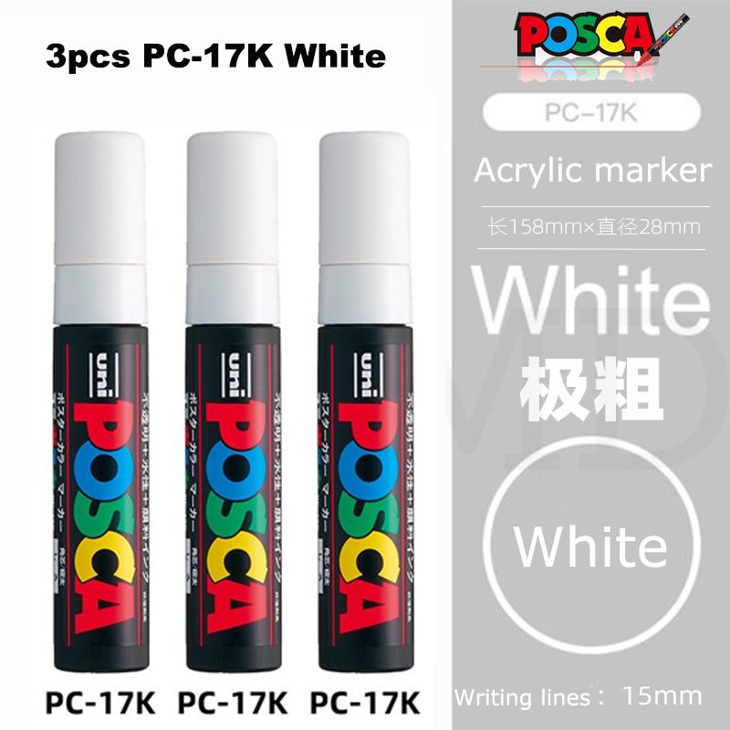 Posca Weißer Marker Pinsel, Permanent Wasserfest Ausbleichsicher Hochglänzend Markierstifte - Felsmalerei/Stofffarbe/Schuh Graffiti/Postergestaltung