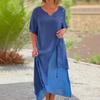 European & American Asymmetrical V-neck Two-piece Style Dress - Short Sleeves, Summer Collection