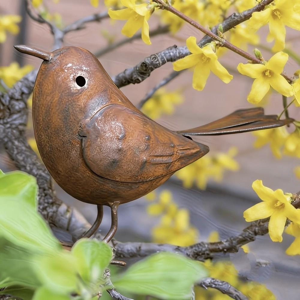 Rustic Metal Bird Sculptures Funny Retro Bird Statue Small Bird Figurine Bird Enthusiasts Gift