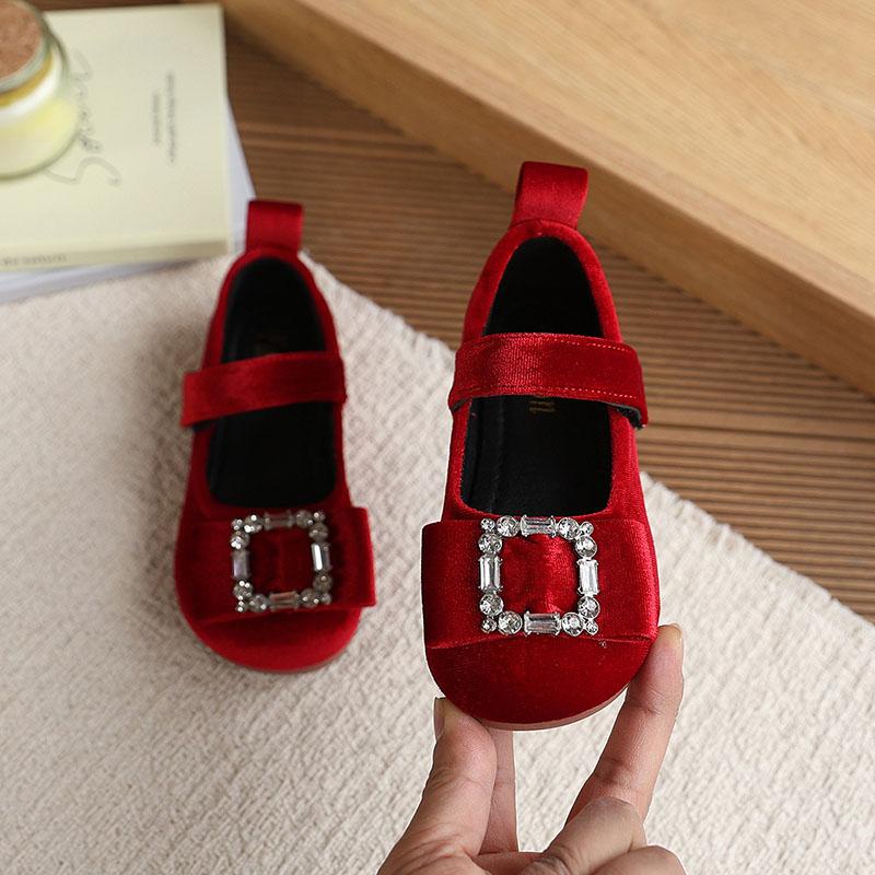 

21-30 Size New Spring Kids Nude Shoes Sweet Soft Sole Children Flat Shoes Bow Square Buckle Girls Velvet Princess Shoes 21