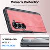 Protective Case with Hinge Protection S Pen Holder Built-in Screen Protector Leather Texture PC Cover for Samsung Galaxy Z Fold 6-Pink