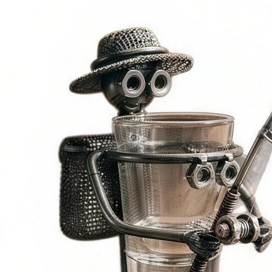 Suport pentru pahar de vin Pescar Sculptură Pescar din Metal Lucrat Manual cu Suport pentru Pahar Mic Încorporat Suport Amuzant pentru Băuturi pentru Decorul Biroului Tatălui