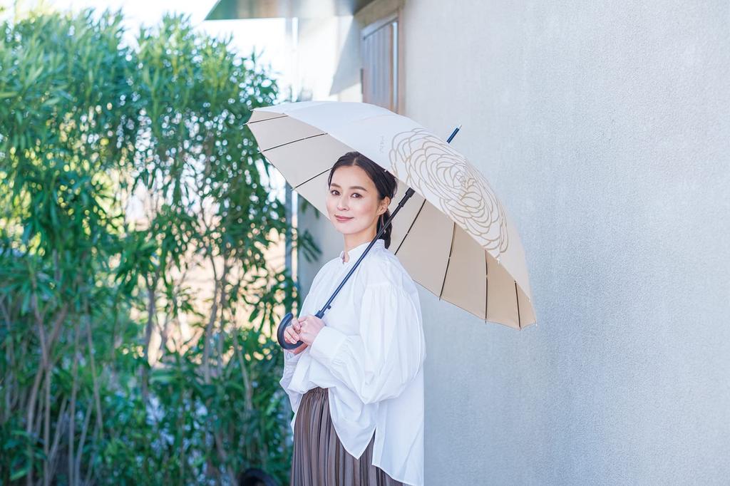 Mabu 58cm Basic Jump 16 Ranunculus Parasol Long Umbrella with UV Light and a Floral Suitable for Rain or and Women's (SMV-41452) - Protection,