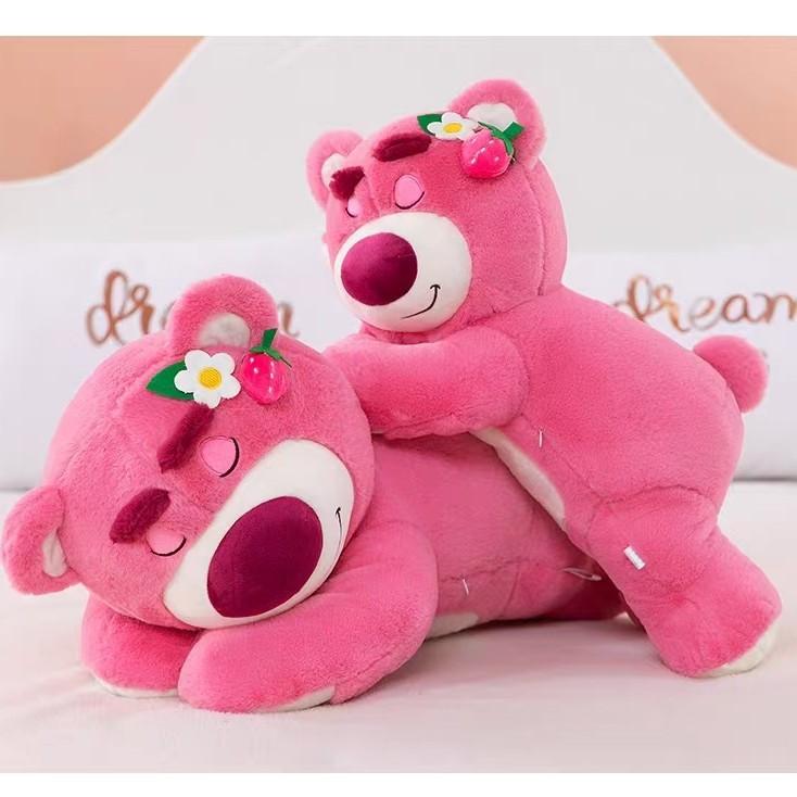 New Style Lying-Down Strawberry Hugging Bear Plush Toy Doll Stuffed Animal Super Soft Velboa PP Cotton Unisex Valentine's Day