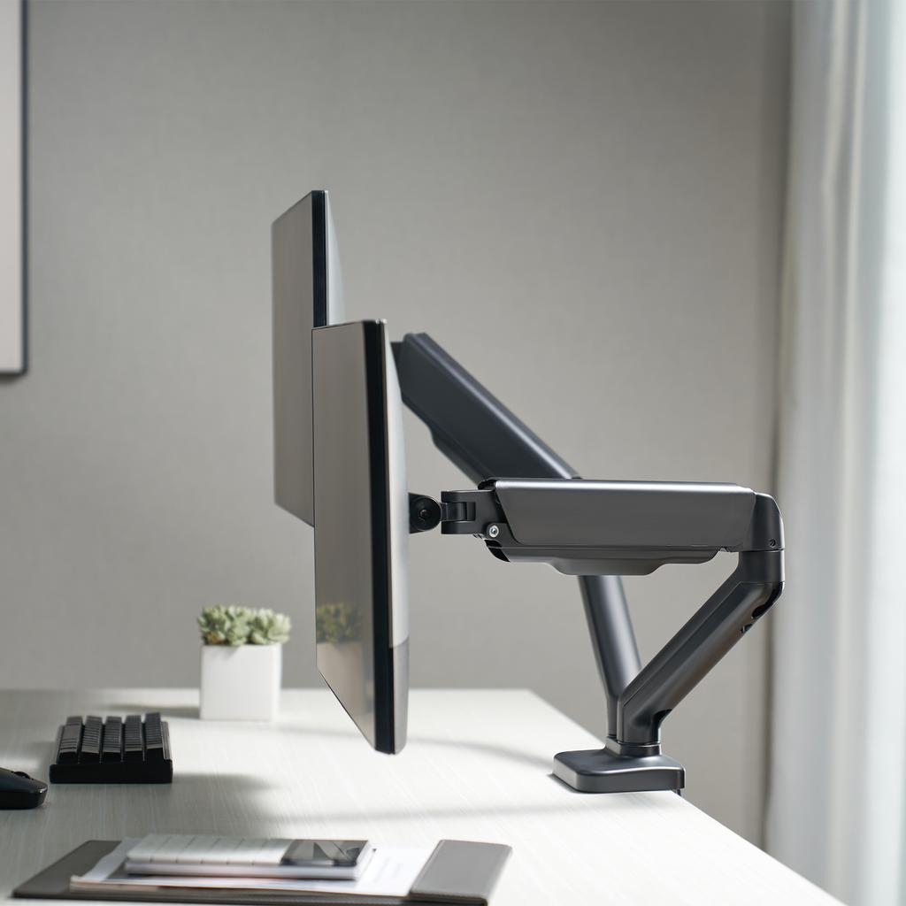 Uchwyt Do 2 Monitorów Solidny Obrotowy Biurkowy Na Dwa Monitory Cabletech