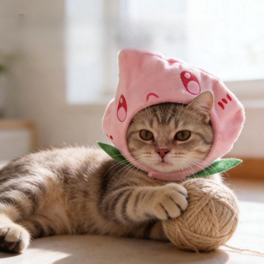 Hot Pet Supplies Cat Peach Hat Pet Funny Costume Plush Hat Transformation Outfit