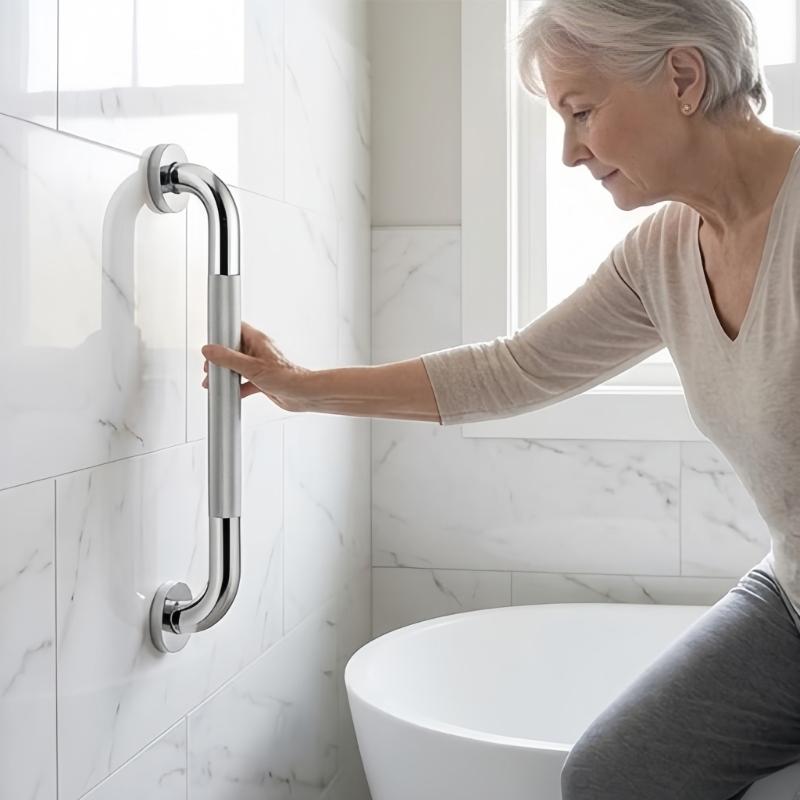 Pack Of 3 Bathroom Safety Grab Assistance Wall Mounted Handicap Handrails Steel For Tub Shower Toilet Support