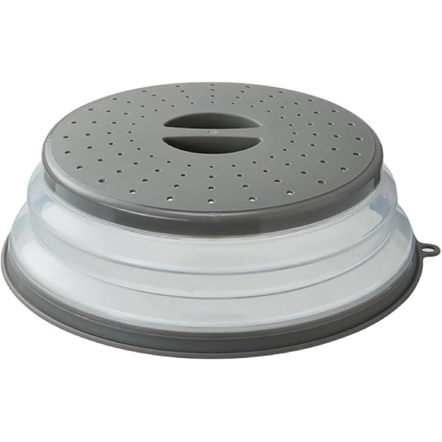 Upgraded Collapsible Microwave Lid, Vented Microwave Splatter Cover, 10.5 inches Plate Cover with Hook Hole, Vegetable Fruit Colander Multi-function 1 pcs