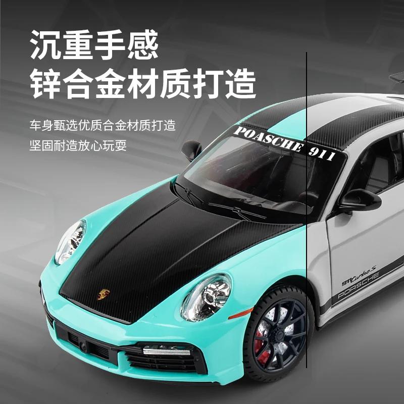 1:24 Porsches 911 TURBO S TARGA Modèle de Voiture de Sport en Alliage Diecasts Simulation Modèle de Voiture Jouet en Métal Son Lumière Collection Cadeau pour Enfants