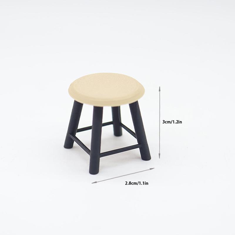 1Set 1:12 Dollhouse Miniature Tables Round Stool Outdoor Camping Chair Model Decor Toy Doll House Accessories