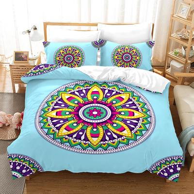 Bohemia King Bettbezug Set Luxusdruck Mandala Schlafzimmer Steppdecke Bettwäschesets Schwarz Hochwertiger Bettdeckenbezug & 2 Stück Kissenbezug