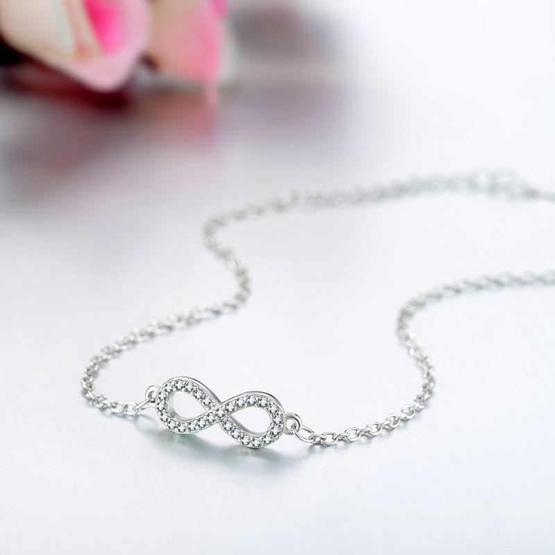 European and N Fashion Bracelet Infinite 8 Characters Simple Zircon Rose Gold Bracelet