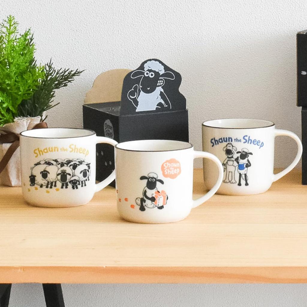 Shaun the Sheep Microwave and Dishwasher Home Family Mino Made in 246024 Mug, approx. 350ml, Safe, Tableware, Decor, Style, Yellow, Ware, Japan,