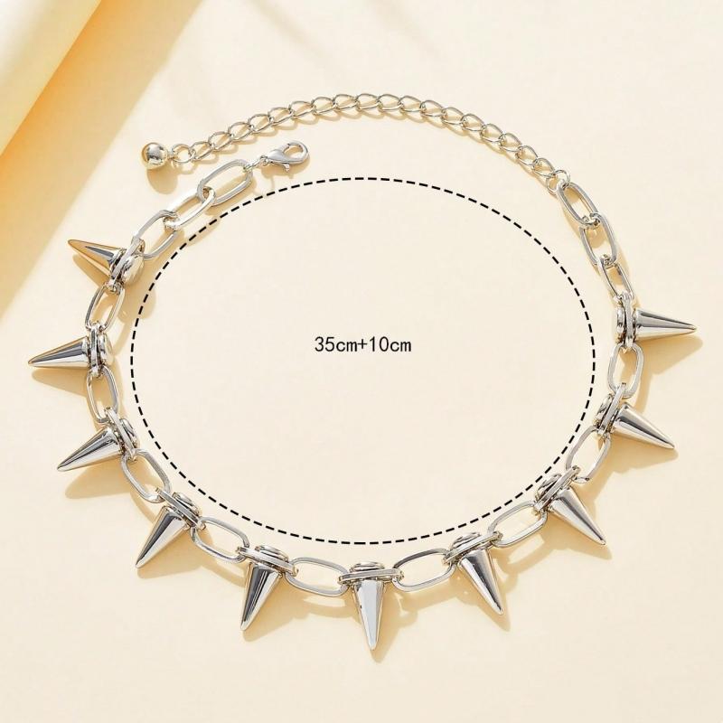 Punk Gothic Studded Rivet Spikes Necklace Vintage Hip Hop Necklace For Party Birthday Valentine's Day Lovers Gifts