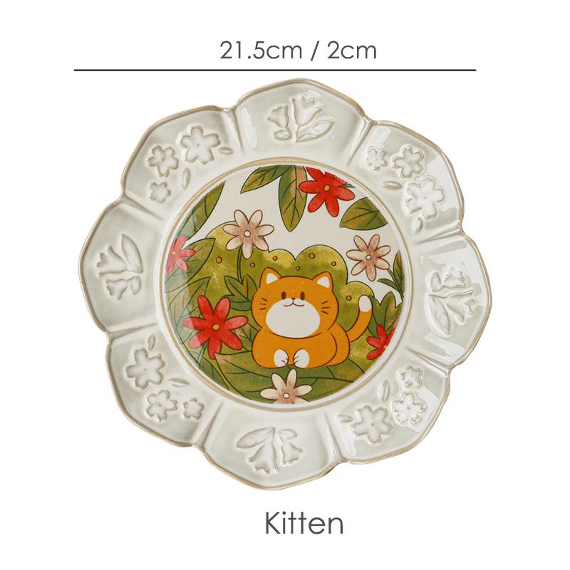 8.4inch Ceramic Dinner Plate Vintage Floral Cake Dessert Dishes Snack Plates Household Dinnerware For Coffee Shop