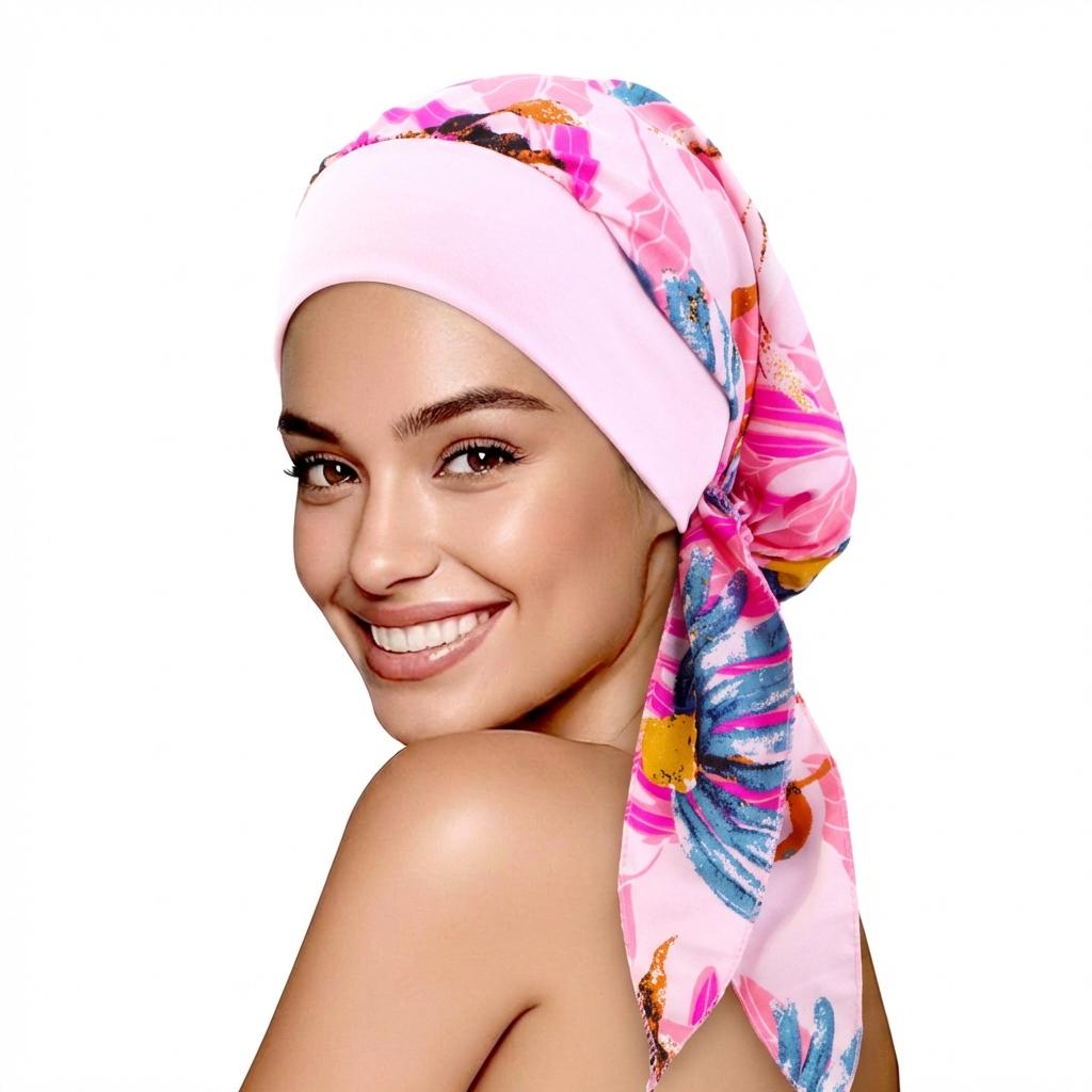 New Women Flower Print Hat Elastic Muslim Hijab Hats Long Tail Head Wraps Chemo Beanies Caps Cancer Bandanas