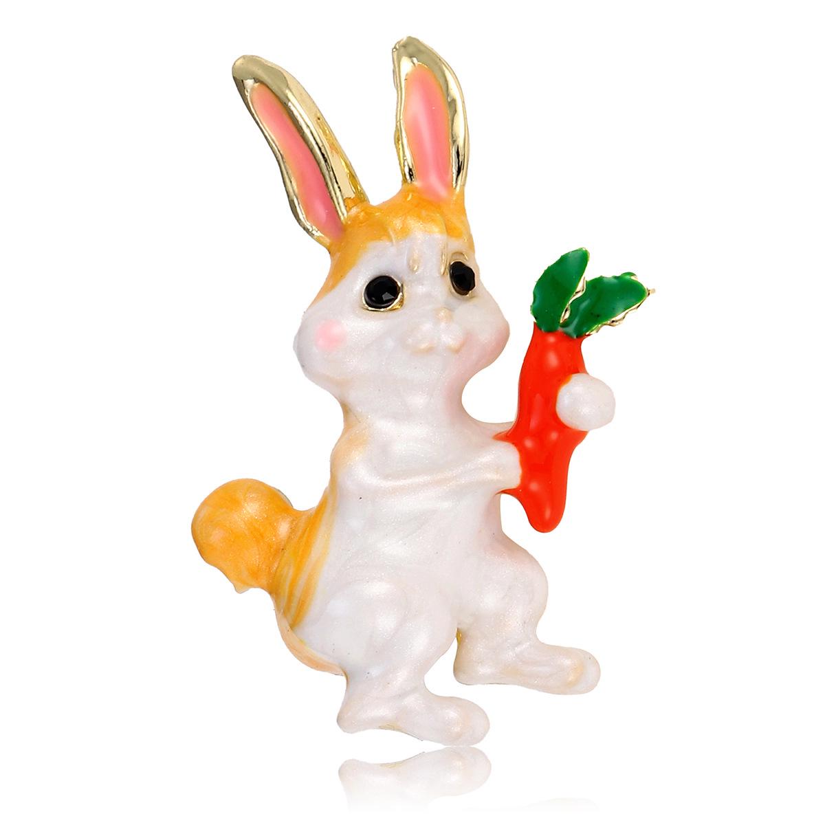 

Трендовая брошь-кролик из капельной эмали с ручной росписью: Креативная мультяшная брошь с животным для аксессуаров для одежды