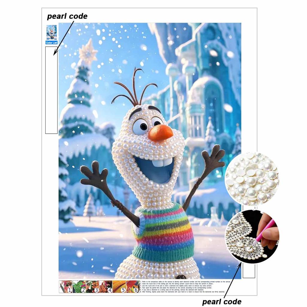 Disney DIY Pearl Art Olaf Themed Creative Pearl Painting Decorative Wall Art Creative Ornament Gift for Friends Desktop Decor