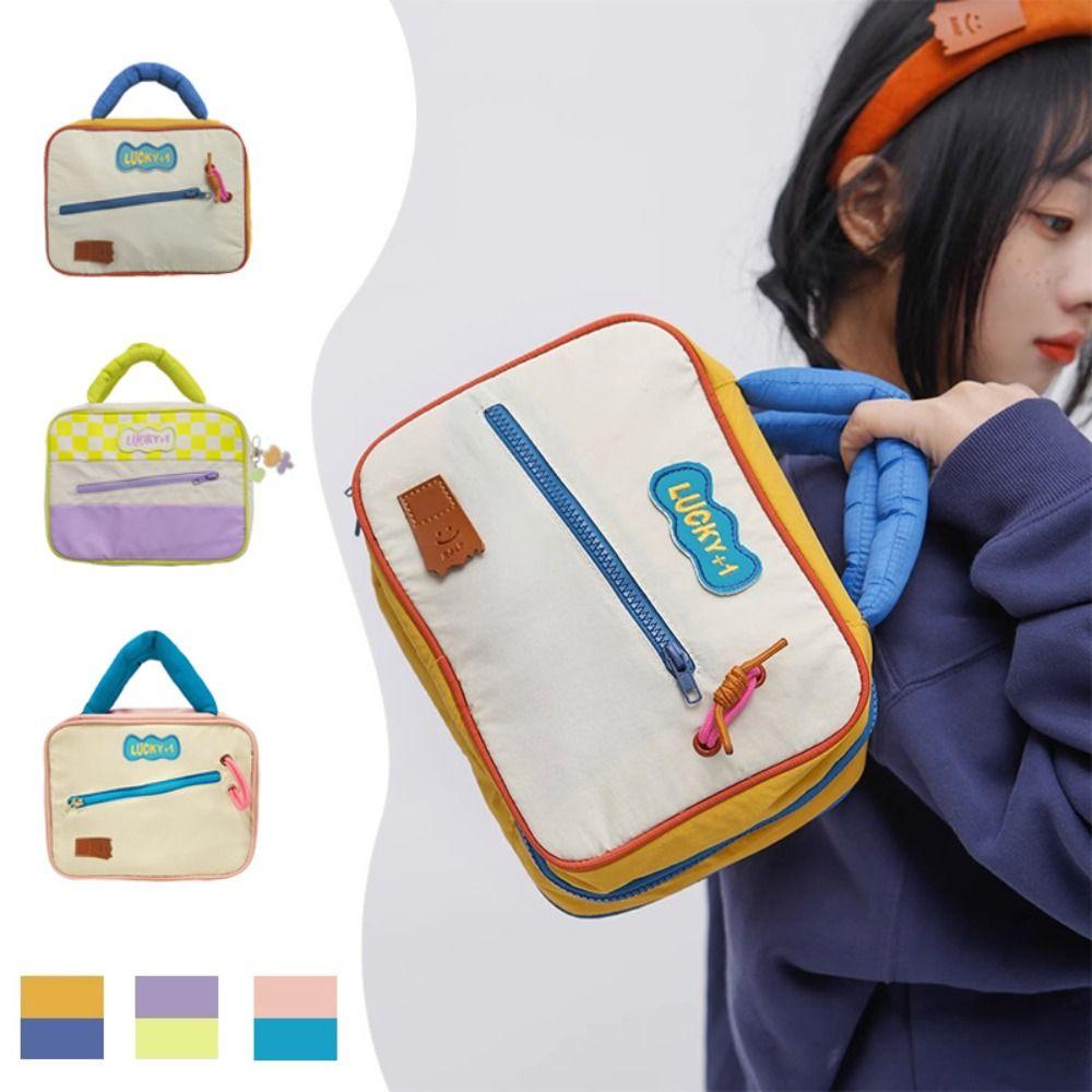 

Large Capacity Storage Bags Folding Contrasting Color Toiletry Pouch GIft Cosmetic Bag Women