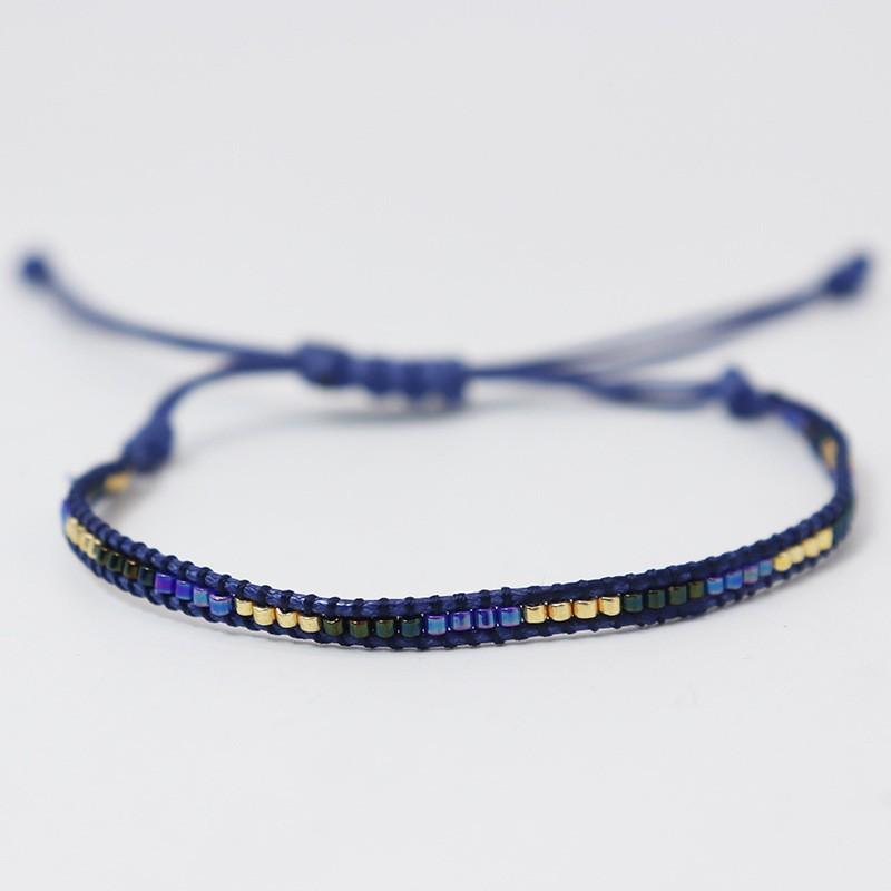 Fashion Minimalist Bohemian Vintage Bead Rainbow Handmade Woven Couple Bracelet