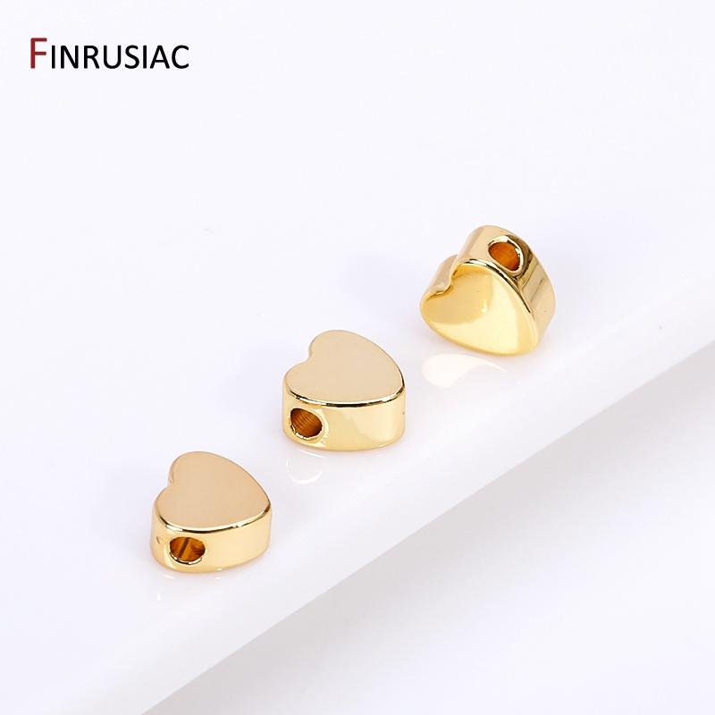 18k Gold Plated Brass Heart Spacer Beads For DIY Jewelry Making Supplies,Heart Loose Beads For Handmade Beading Jewelry Material