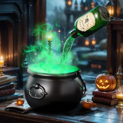 Halloween WitchCauldron with LED Light & Fog Mist Maker  Skeleton Decor for Spooky Hocus Pocus Party, Home, Halloween Party