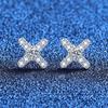 Sterling X-Shaped Moissanite Stud Earrings Women Minimalist Chic Lightweight Luxury Jewelry
