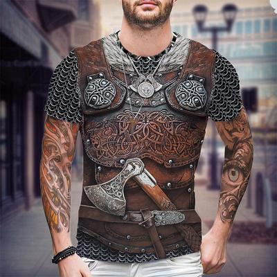 Mode Beliebte Wikinger-Rüstung Grafik Vintage Männer Kleidung 3D Druck Harajuku T-Shirt Sommer Kurzarm Top Casual Übergroßen T
