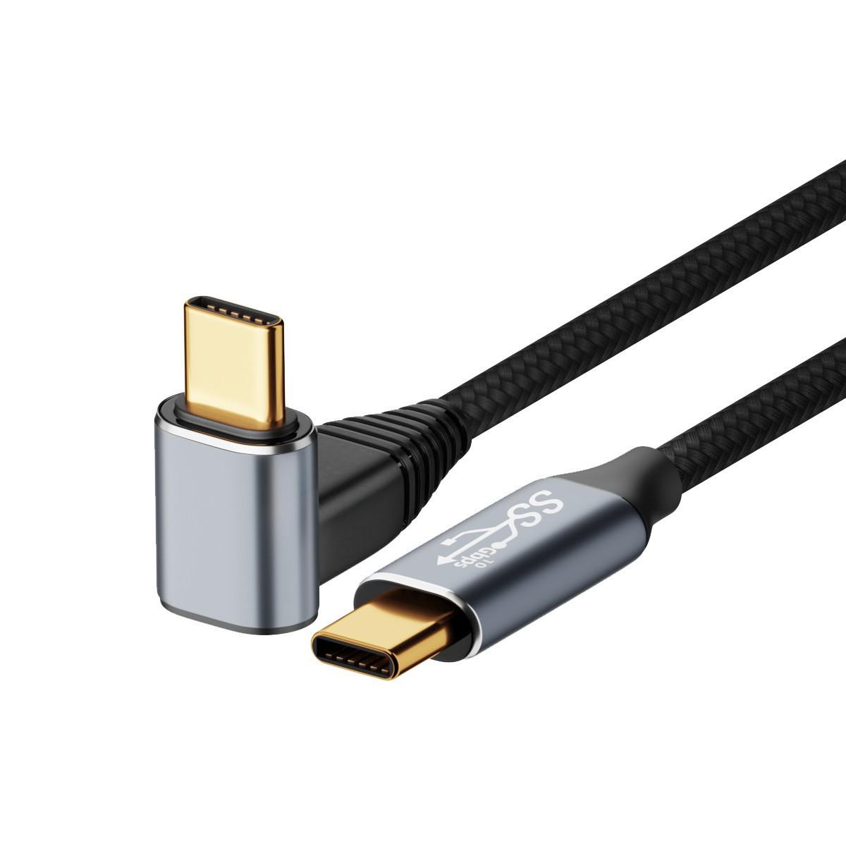 

100W Type-C Male-to-Male Elbow Data Cable with PD Fast Charging & 4K Video Mirroring Male to Male Elbow 0.5m