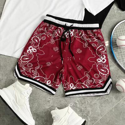 Pantaloncini estivi casual con coulisse in vita, motivo floreale, pantaloncini sportivi casual da basket ad asciugatura rapida, vestibilità regolabile, gamba larga