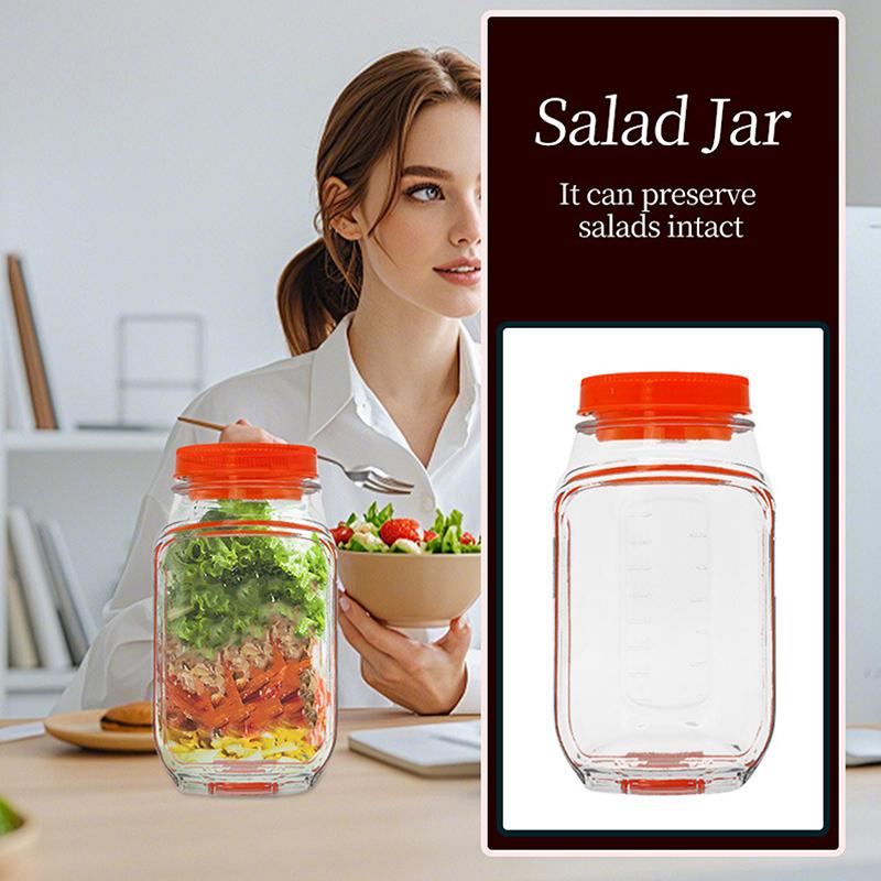 Auslaufsichere Salatschüssel Kunststoff-Salatbehälter mit seitlich zu öffnendem Deckel Tragbare Frühstücks-Fruchtaufbewahrungsbox für Picknick Zuhause Büro